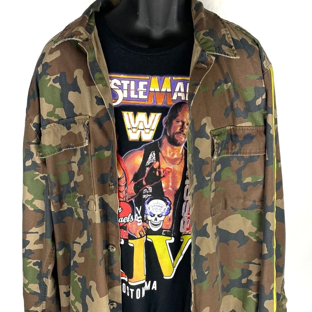 MEN'S ARMY FATIGUE JACKET WITH YELLOW STRIP ON ARMS, XXL